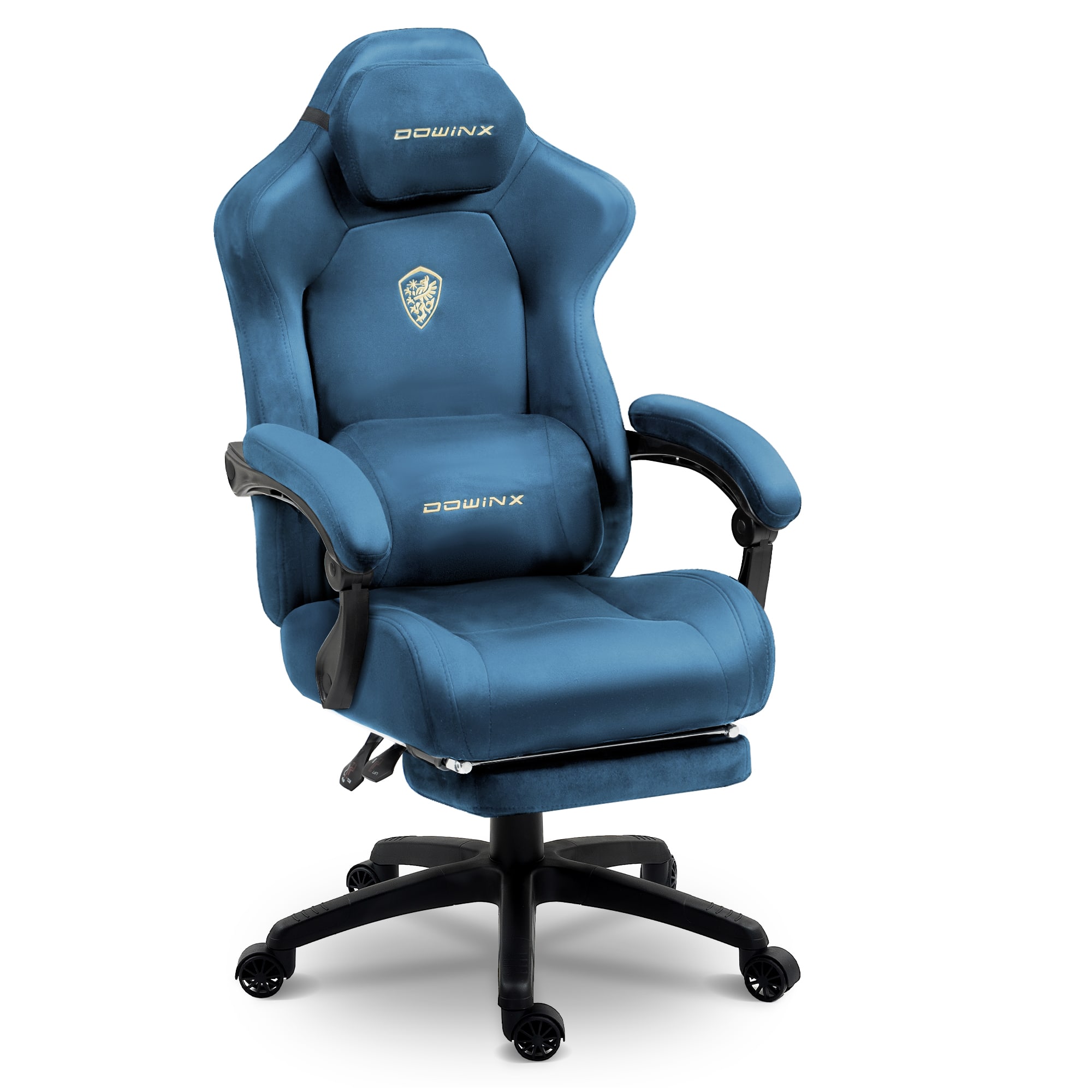 Dowinx - Gaming Chair Big and Tall, Suede Fabric Game Chair with Pocket Spring Cushion, High Back Ergonomic Office Chair - Blue