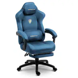 Dowinx - Gaming Chair Big and Tall, Suede Fabric Game Chair with Pocket Spring Cushion, High Back Ergonomic Office Chair - Blue