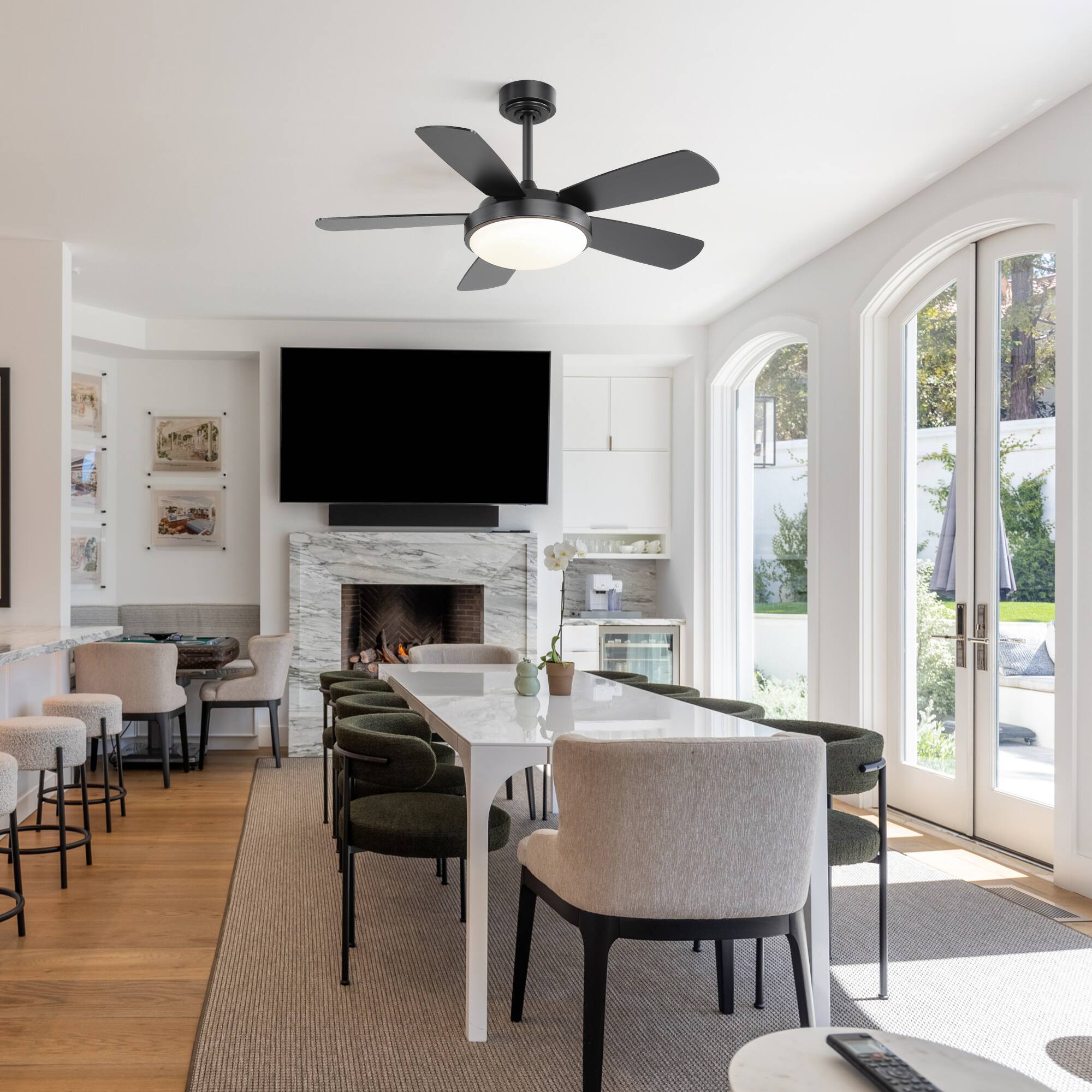 Alt View 3. Sofucor - 42'' Contemporary Indoor LED Ceiling Fan with Light and Remote Control Dimmable 3CCT Light for Bedroom Farmhouse - Black.