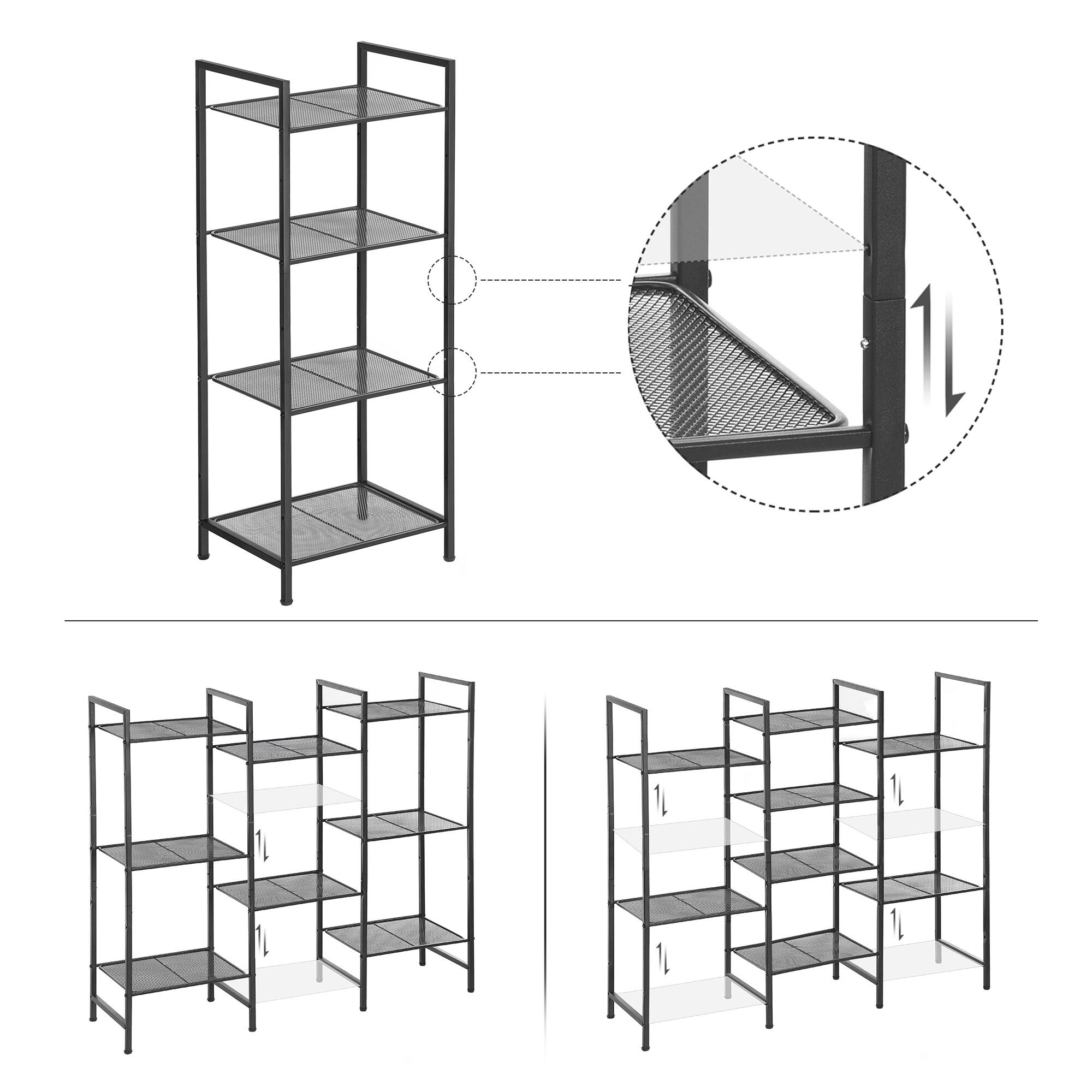 Alt View 3. Songmics Home - 4-Tier Storage Rack, Bathroom Shelf, Extendable Plant Stand with Adjustable Shelf, for Bathroom - Black.