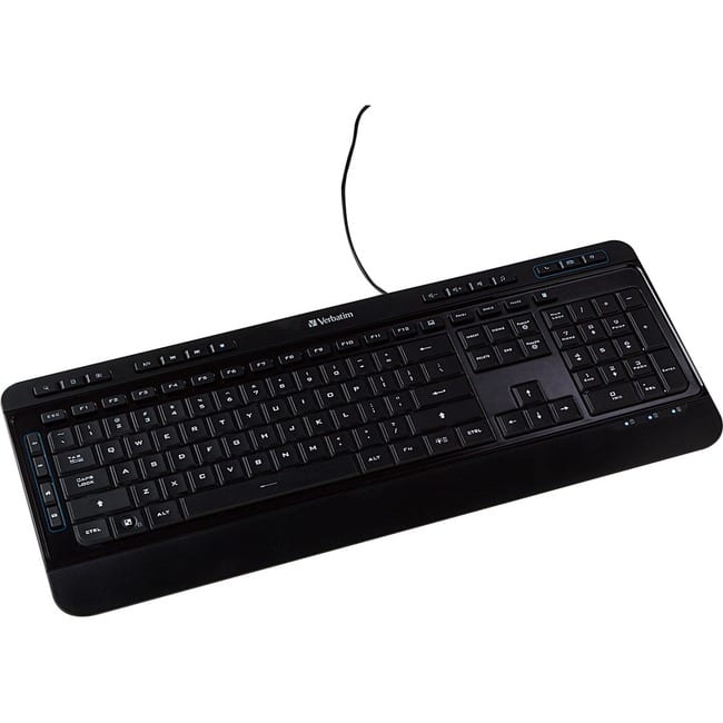 Verbatim - Illuminated Wired Keyboard - Cable Connectivity - USB Type A Interface - Media Player Hot Key(s) - Windows, Mac - Black