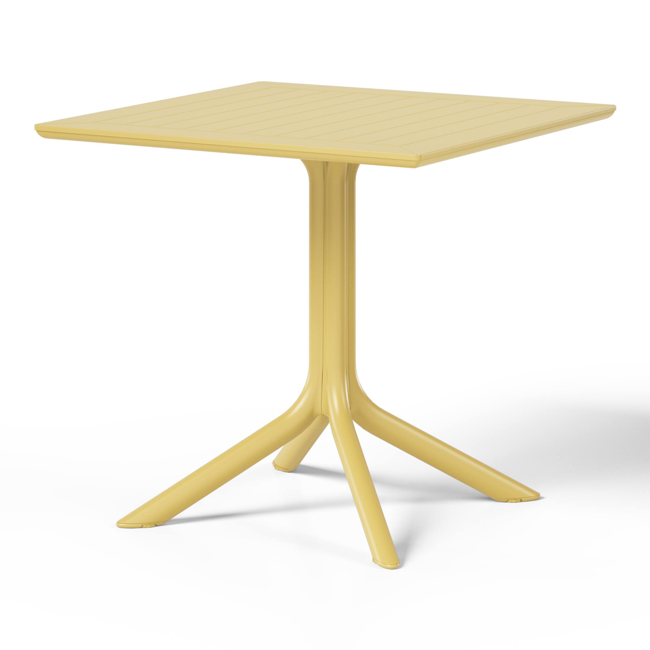 Left. WestinTrends - WestinTrends Playa 31.5" Square Outdoor Plastic Resin Patio Dining Table for 4 - Yellow.