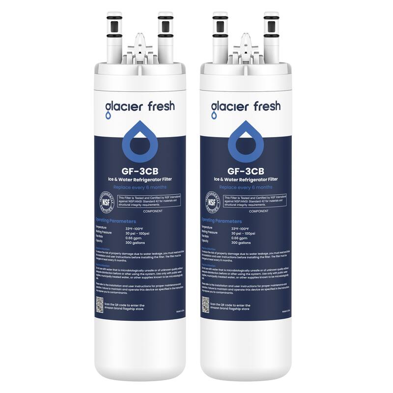 GLACIER FRESH - WF3CB Refrigerator Water Filter Replacement for PureSource 3, 2 Pack