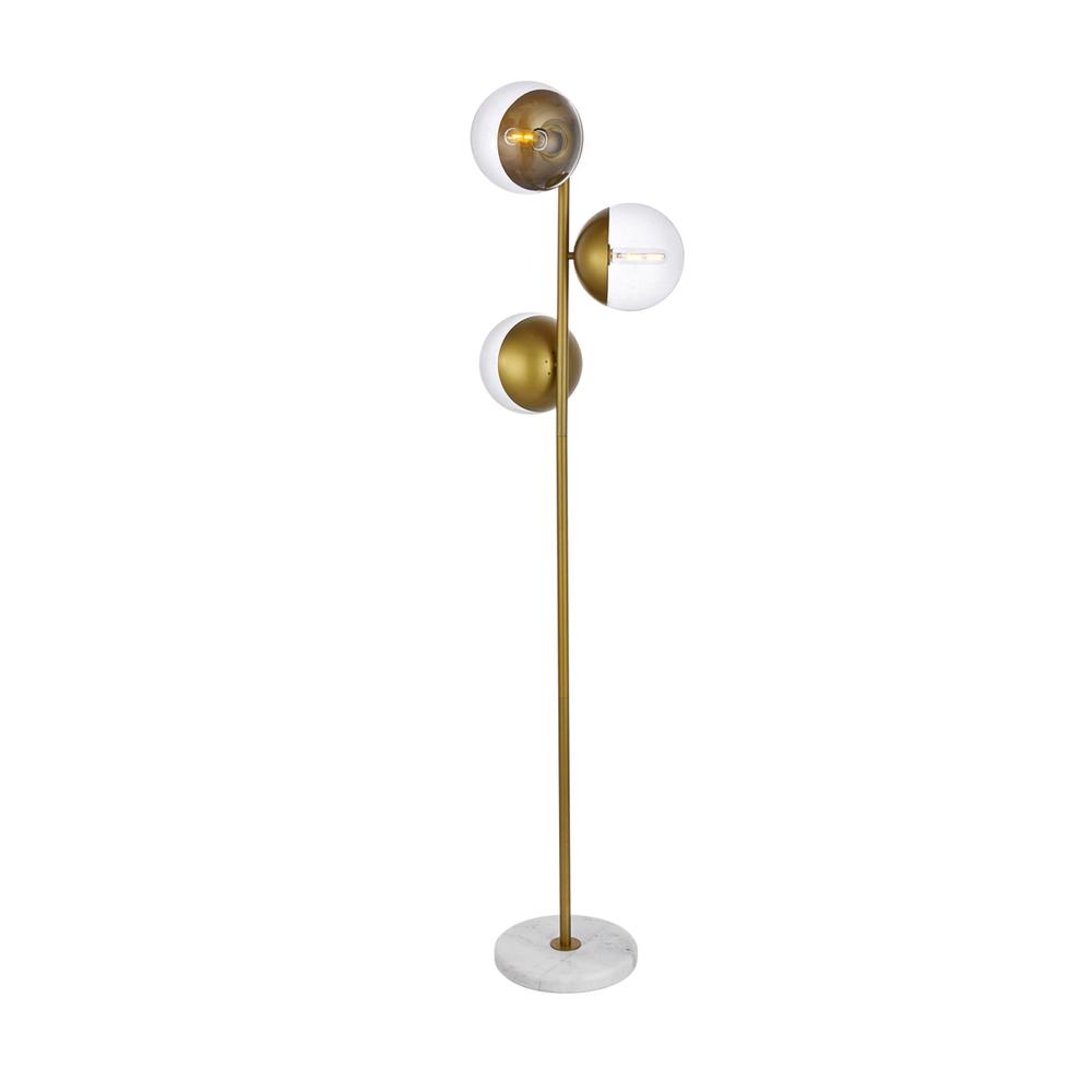 Alt View 1. Living District - Eclipse 3 Lights Brass Floor Lamp With Clear Glass - Brass And Clear.