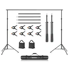 Neewer - 10ft x 7ft Backdrop Stand Kit - Complete Photo Studio Support System with Crossbars, Clamps & Sandbags - Black