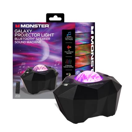 7 MONSTER GALAXY PROJECTOR LIGHT BLUETOOTH SPEAKER SOUND MACHINE
- Stream Audio From Your Phone
- 10 Pre-installed Sounds
- 15 Moving Nebula Scenes
- Remote Included