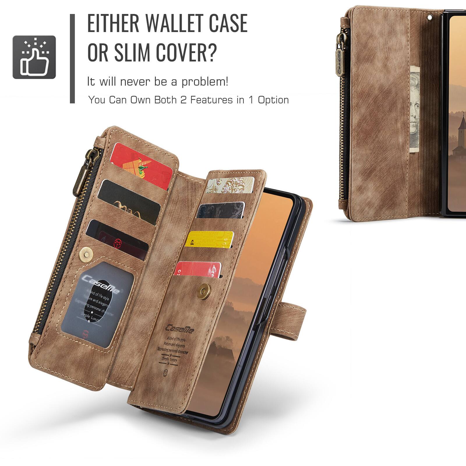 EITHER WALLET CASE OR SLIM COVER?  
It will never be a problem! You Can Own Both 2 Features in 1 Option