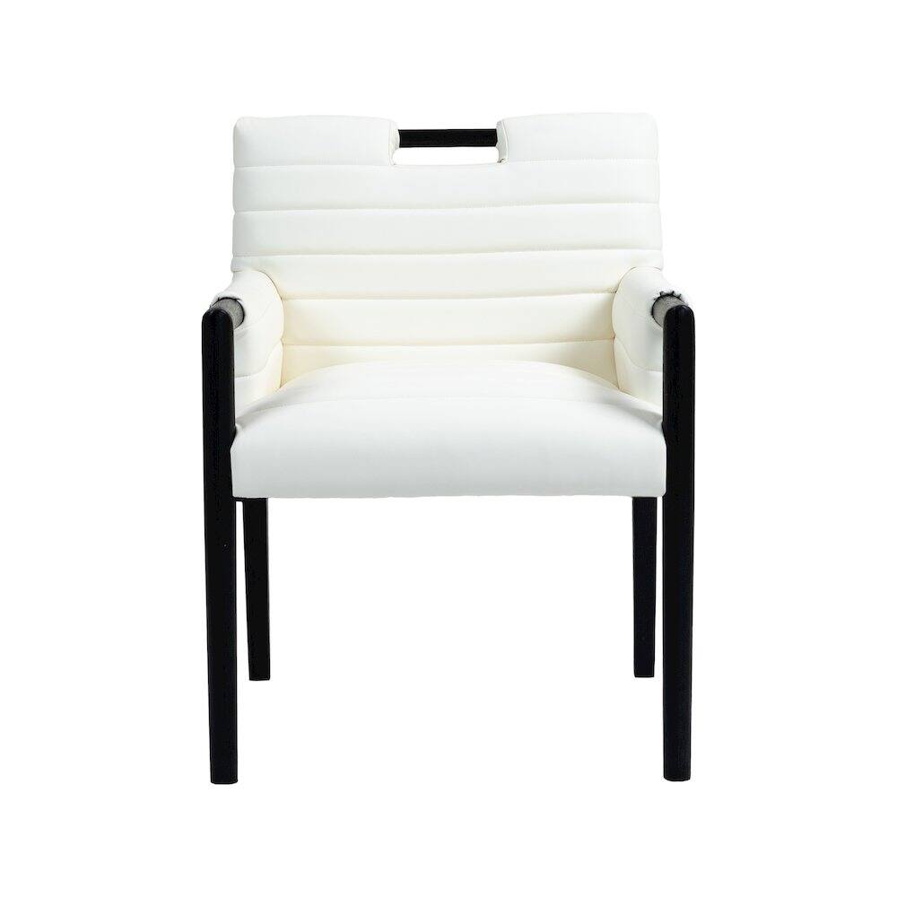 Alt View 2. Meridian Furniture - Aimee Cream Vegan Leather Dining Arm Chair - Beige.
