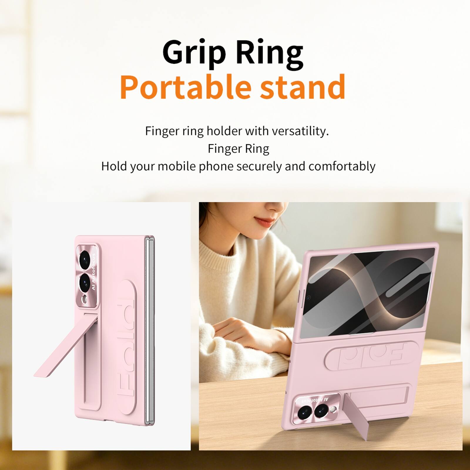 Grip Ring Portable stand

Finger ring holder with versatility. Finger Ring Hold your mobile phone securely and comfortably