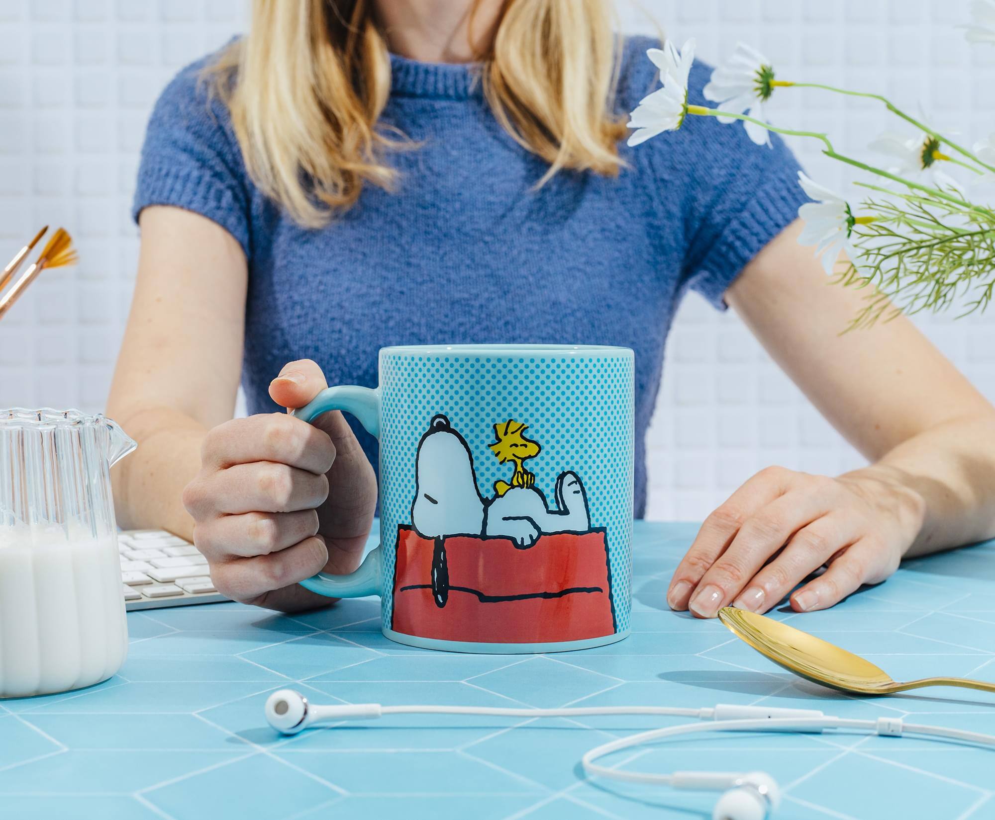 Alt View 4. Silver Buffalo - Peanuts Snoopy and Woodstock Lounging Ceramic Mug | Holds 20 Ounces - Multi-Colored.