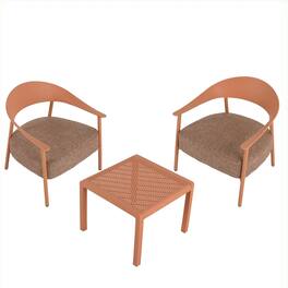 Mondawe - 3-Piece Outdoor Accent Chair Set with Coffee Table - Apricot Brown