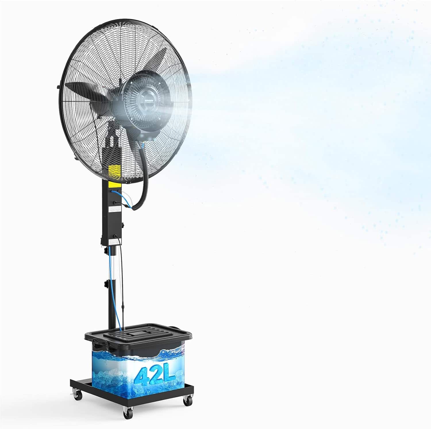 Front. Winado - 6500CFM Misting Fan, 26'' High Velocity Industrial Mister with 11Gal Water Tank, 3 Speed Settings & Ajustable Mist Value - Black.
