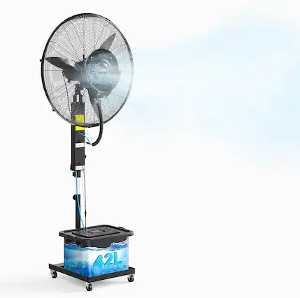 Front. Winado - 6500CFM Misting Fan, 26'' High Velocity Industrial Mister with 11Gal Water Tank, 3 Speed Settings & Ajustable Mist Value - Black.