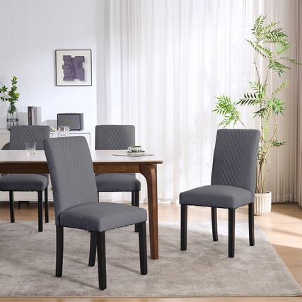 Front. FERPIT - FERPIT Tufted Upholstered Dining Chairs with Diamond-Pattern Set of 2, Gray - Gray.