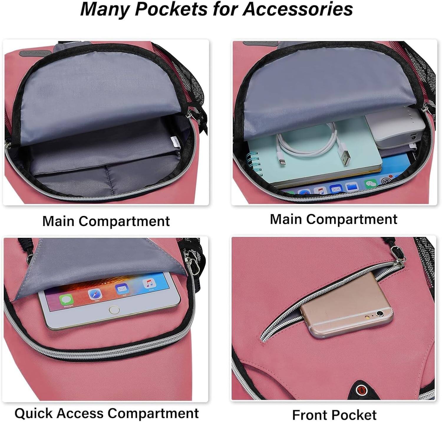 Many Pockets for Accessories

Main Compartment

Main Compartment

Quick Access Compartment

Front Pocket