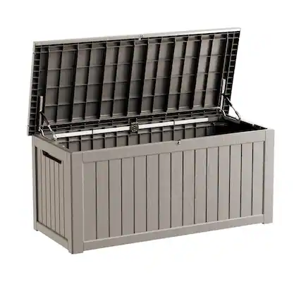 Front. Yardgrace - 270 Gallon Lockable Resin Deck Box Waterproof Outdoor Storage for Patio Furniture Garden Tools and Equipment - brown.