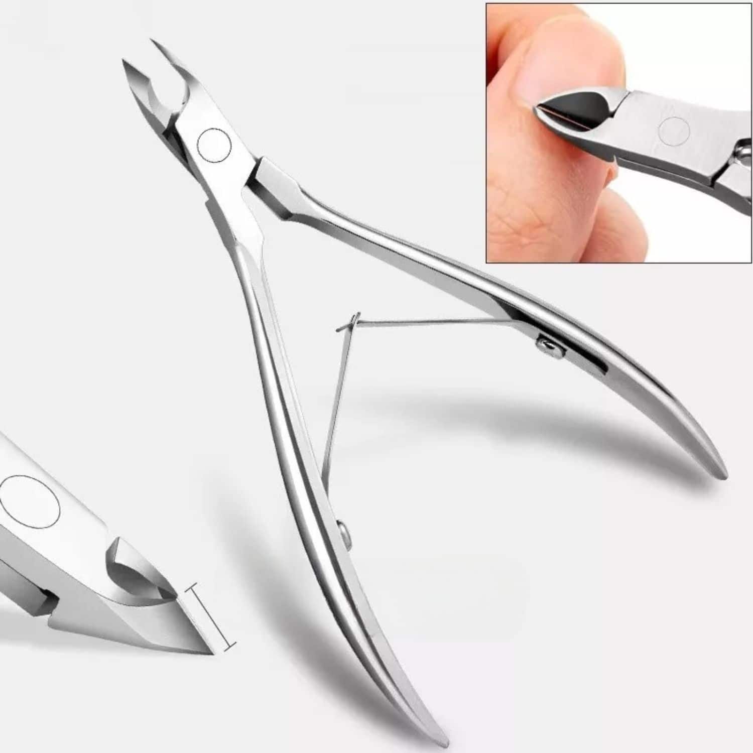 Angle. Stock Preferred - Heavy Duty Toenail Clippers for Thick & Ingrown Nails - Silver.