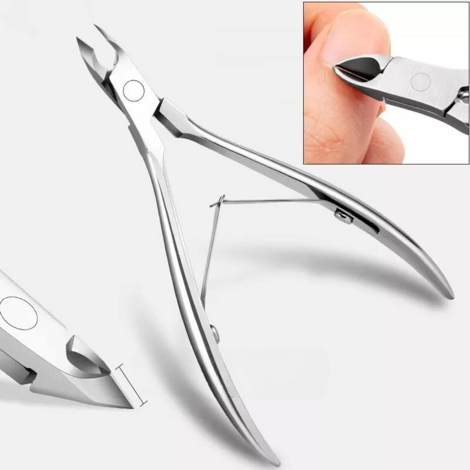 Angle. Stock Preferred - Heavy Duty Toenail Clippers for Thick & Ingrown Nails - Silver.