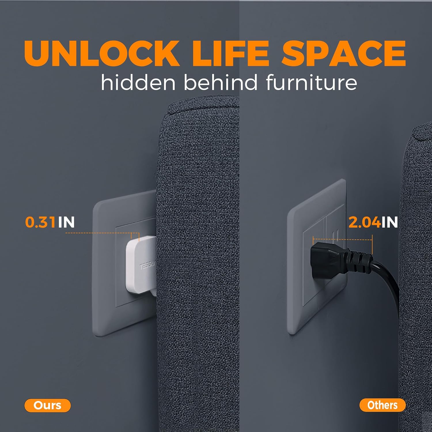 UNLOCK LIFE SPACE  
hidden behind furniture  

0.31 IN  
Ours  

2.04 IN  
Others