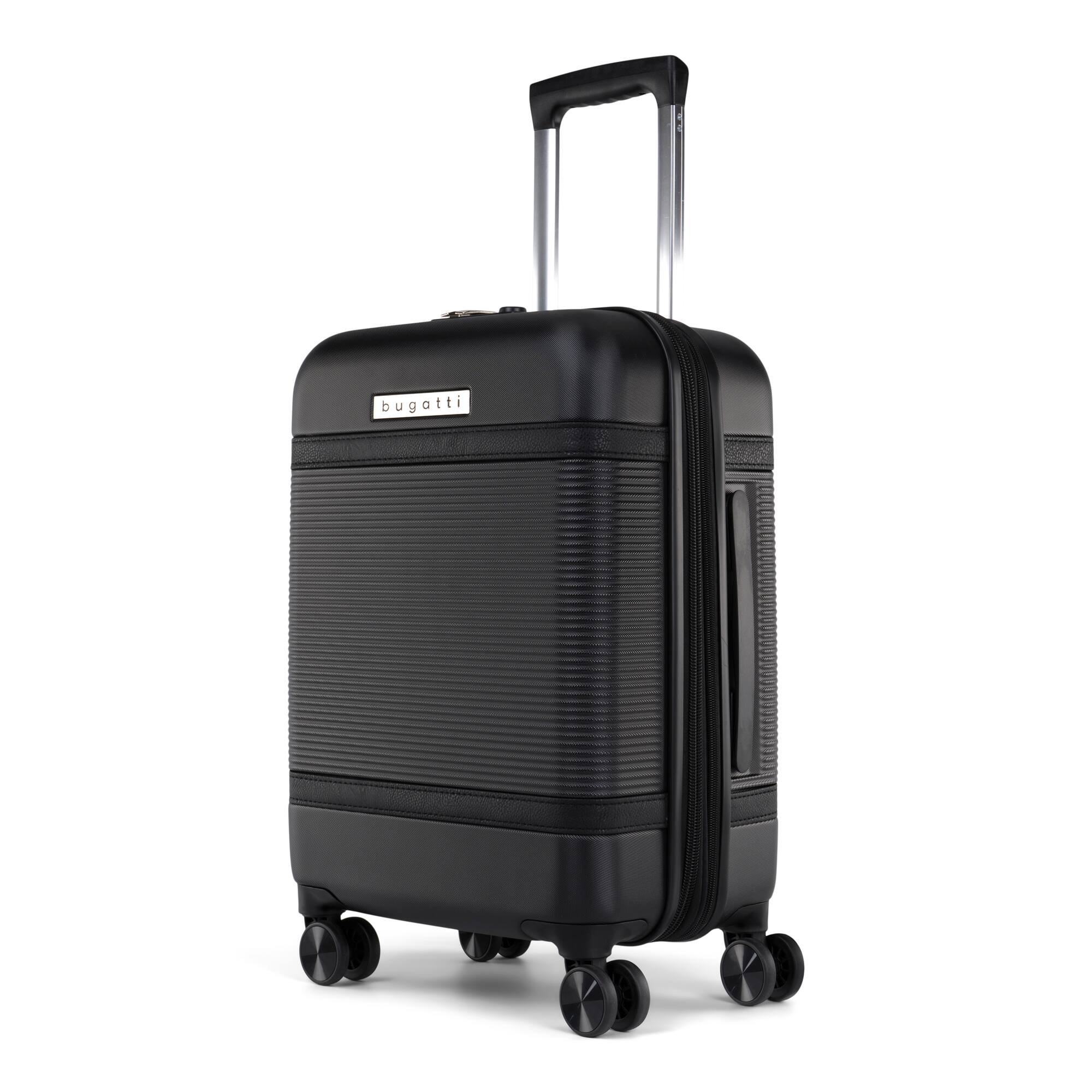 Angle. Bugatti - Wellington Expandable Spinner Hardside Suitcase Set - 3 Piece - Black.