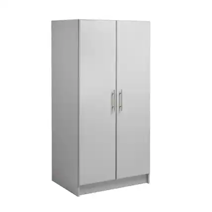 Front. Prepac - Elite 32 inch Wardrobe Cabinet, Gray - Gray.