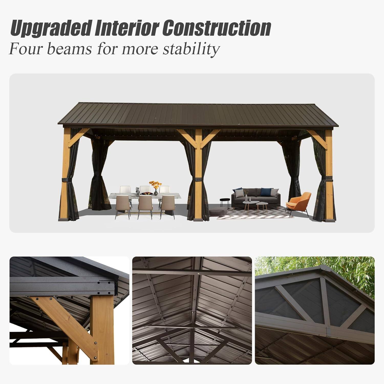 Upgraded Interior Construction  
Four beams for more stability