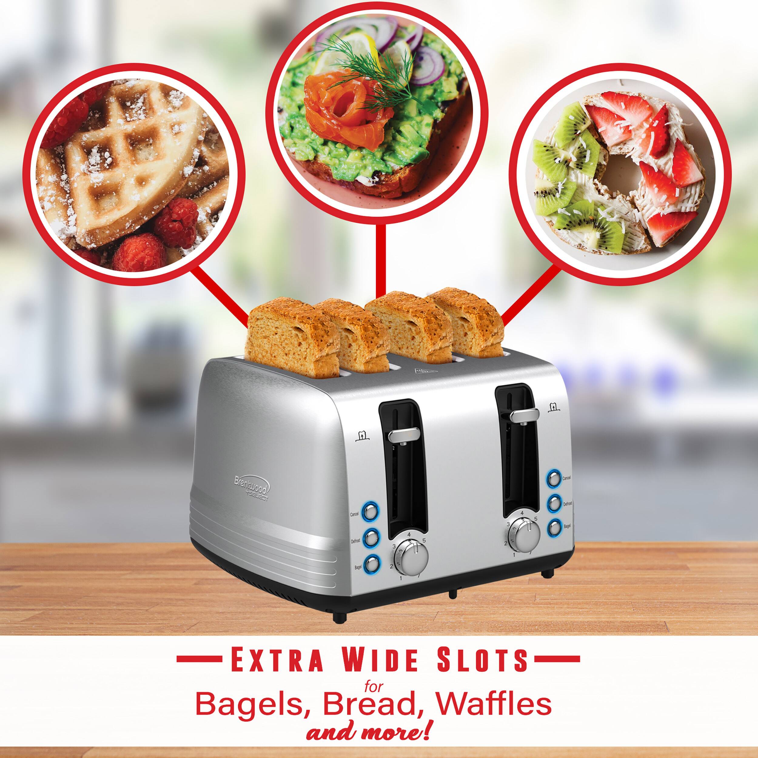 EXTRA WIDE SLOTS for Bagels, Bread, Waffles and more!