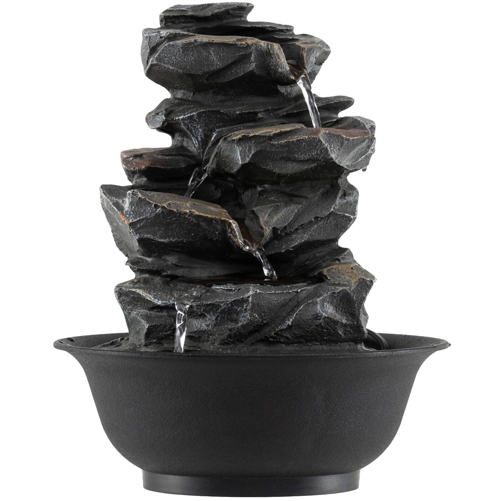 Gymax Tabletop Water Fountain w/LED Light Pump & Adjustable Flow