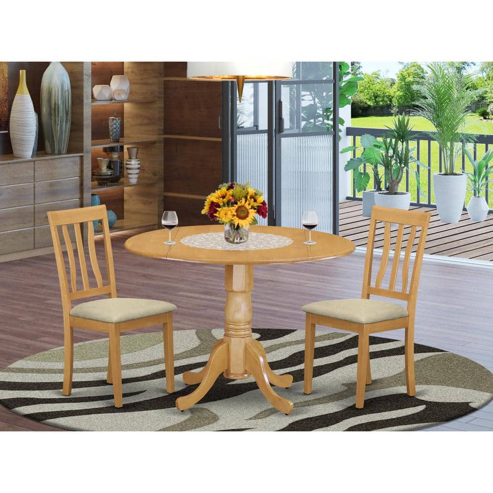 East West Furniture - DLAN3C 3 PcTable and chair set - Kitchen dinette Table and 2 Kitchen Chairs - Oak price history on PriceWatchPro