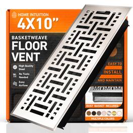 Home Intuition - 4X10 Floor Vent Covers with Mesh Cover Trap, Heat and Air, Floor Vent for HVAC Duct, Basketweave - Satin Nickel