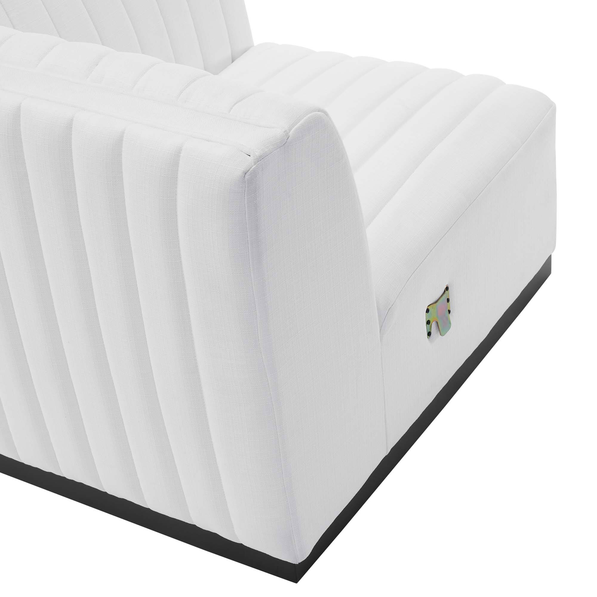 Alt View 4. Modway - Conjure Channel Tufted Upholstered Fabric Right-Arm Chair by Modway - Black White.