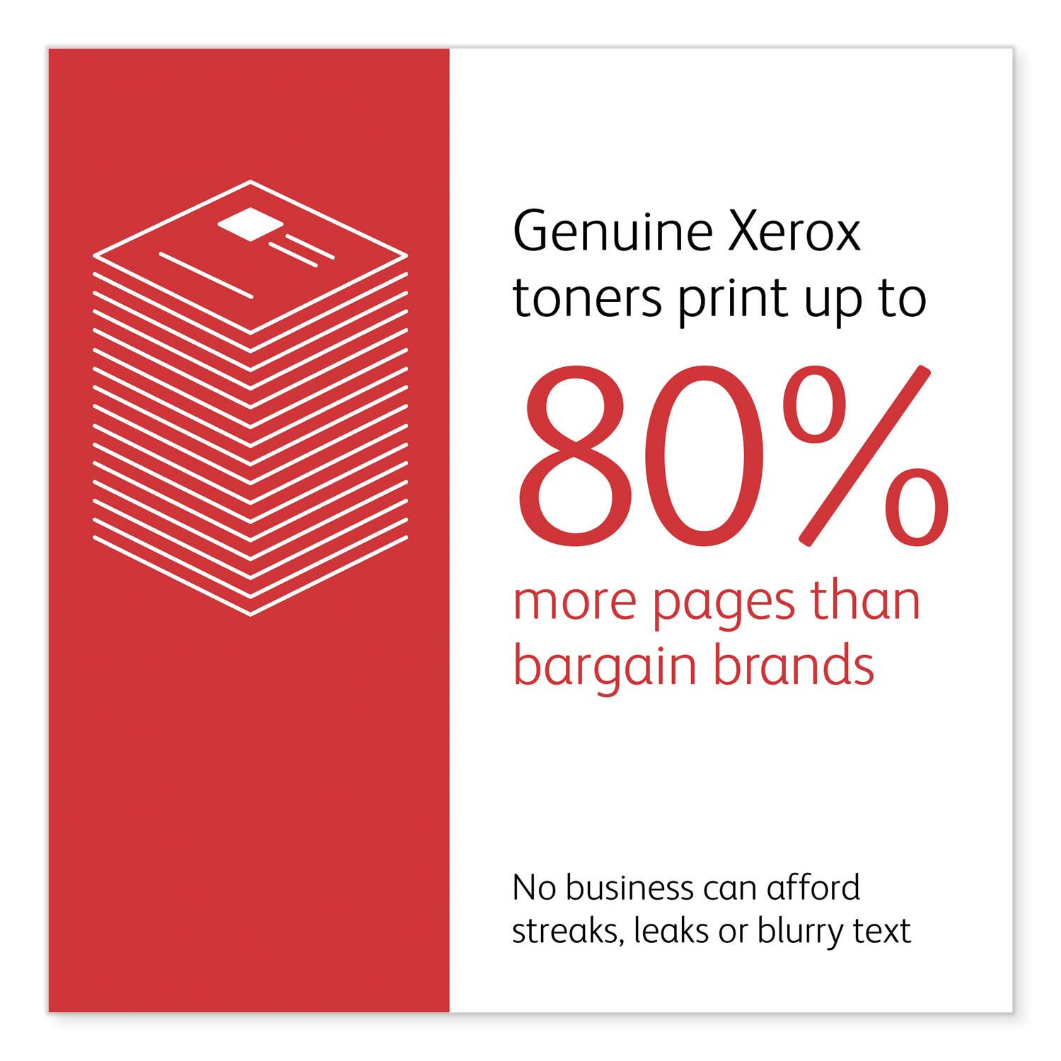 Genuine Xerox toners print up to 80% more pages than bargain brands

No business can afford streaks, leaks or blurry text