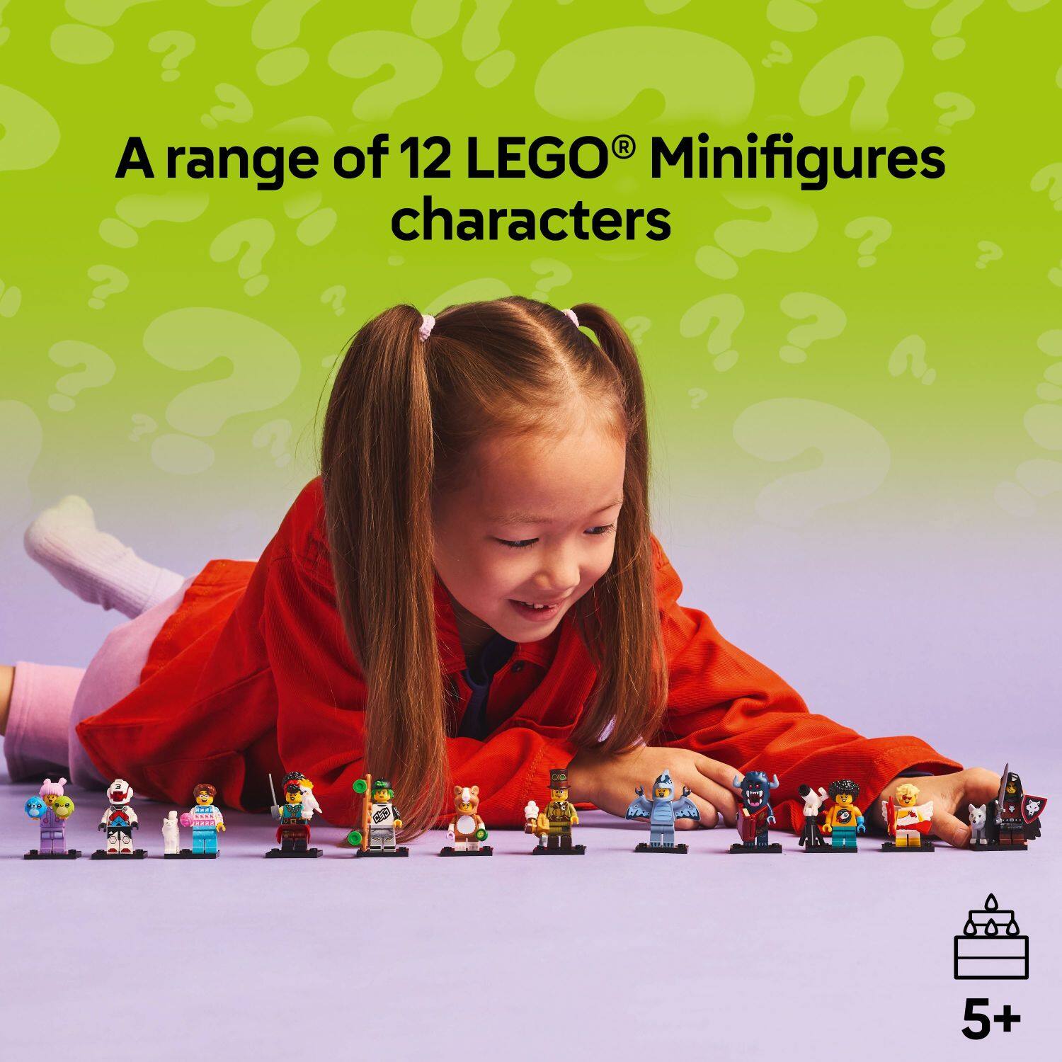 A range of 12 LEGO Minifigures characters.