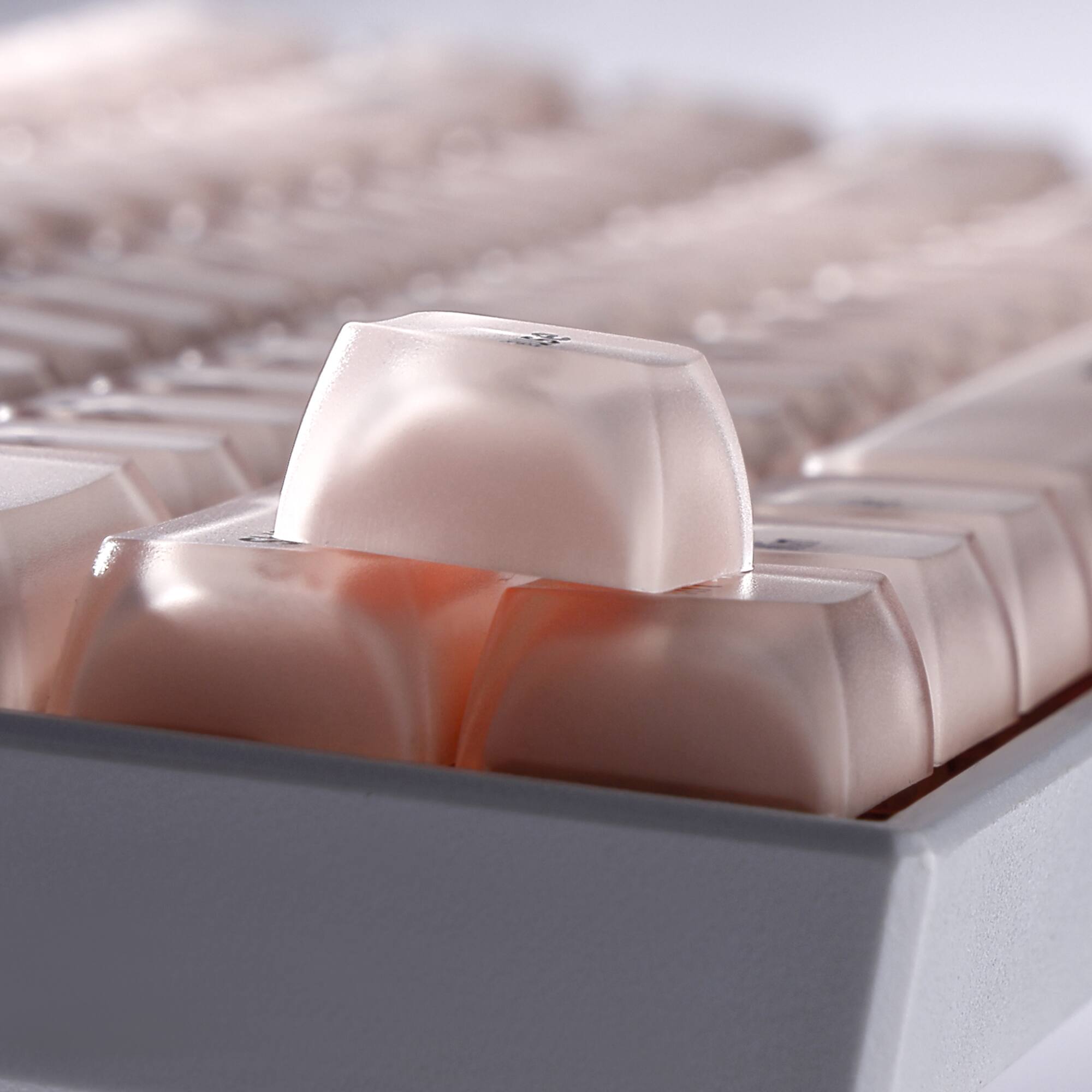 Alt View 1. Womier - Frosted Jelly Keycaps,CSA Profile Shine Through Keys for Most US Layout Cherry MX Cross Stem Switch Mechanical Keyboards - Pink.