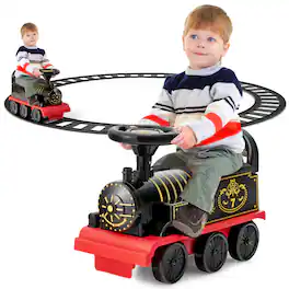 Gymax - 6V Electric Kids Ride On Train Motorized Train Toy w/ Track & 6 Wheels - Black