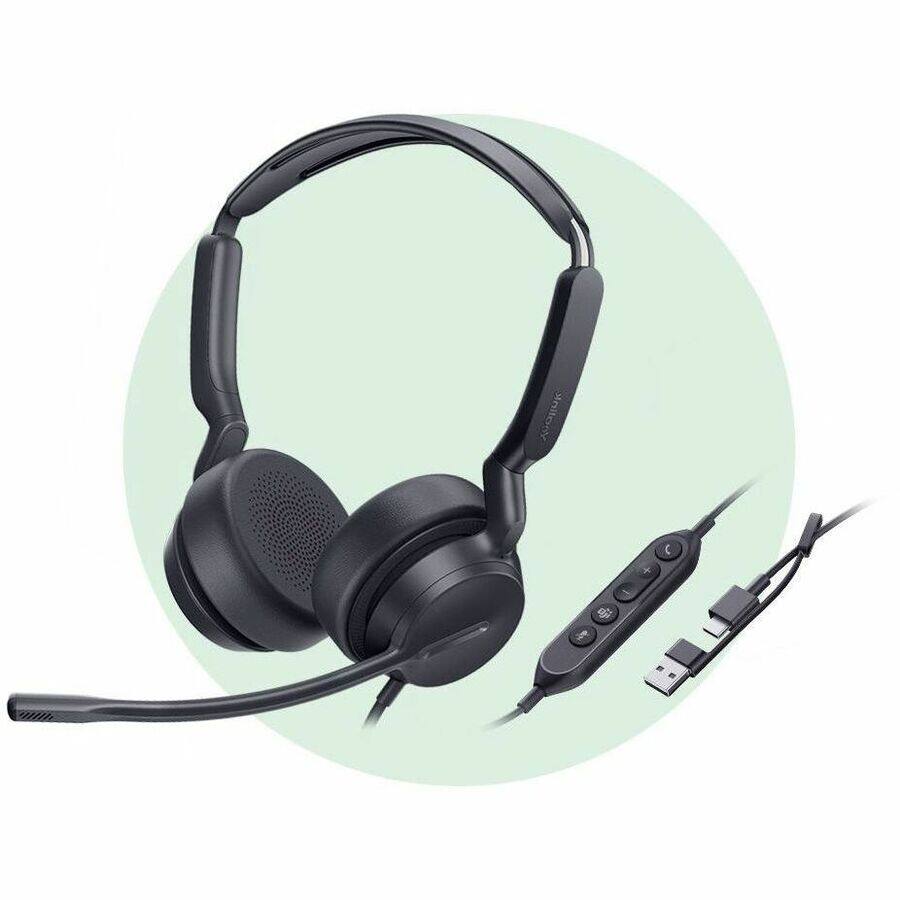 Alt View 3. Yealink - Yealink UH42 Headset - Stereo - USB Type C - Wired - 32 Ohm - 20 Hz to 20 kHz - Over-the-head, On-ear - Binaural - Unknown.
