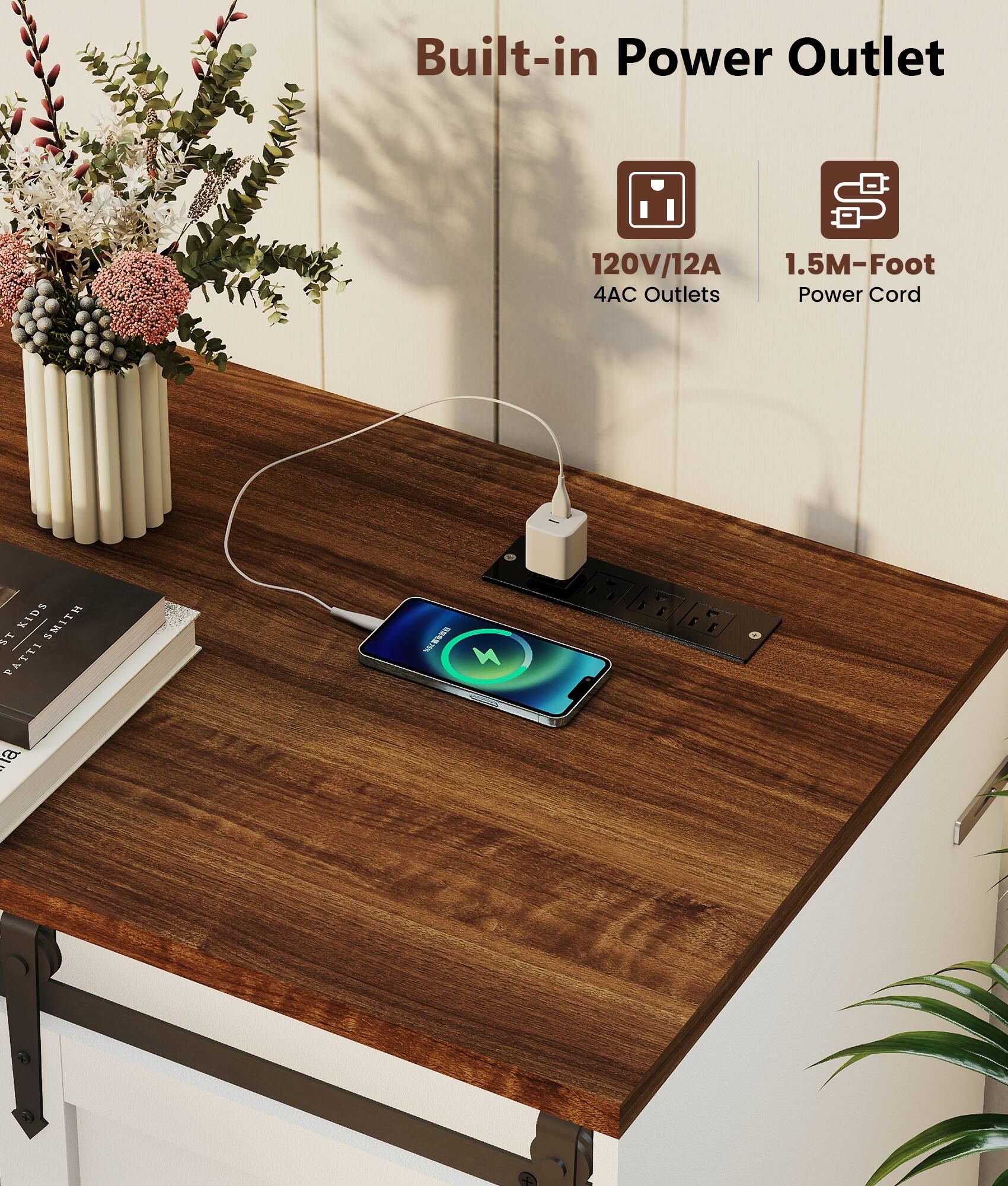 Built-in Power Outlet  
120V/12A  
1.5M-Foot  
4AC Outlets Power Cord