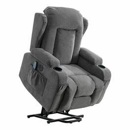 Kadyn - Power Lift Recliner Chair, 8-Point Massage & Heat, 150° Recline, USB Port - Gray