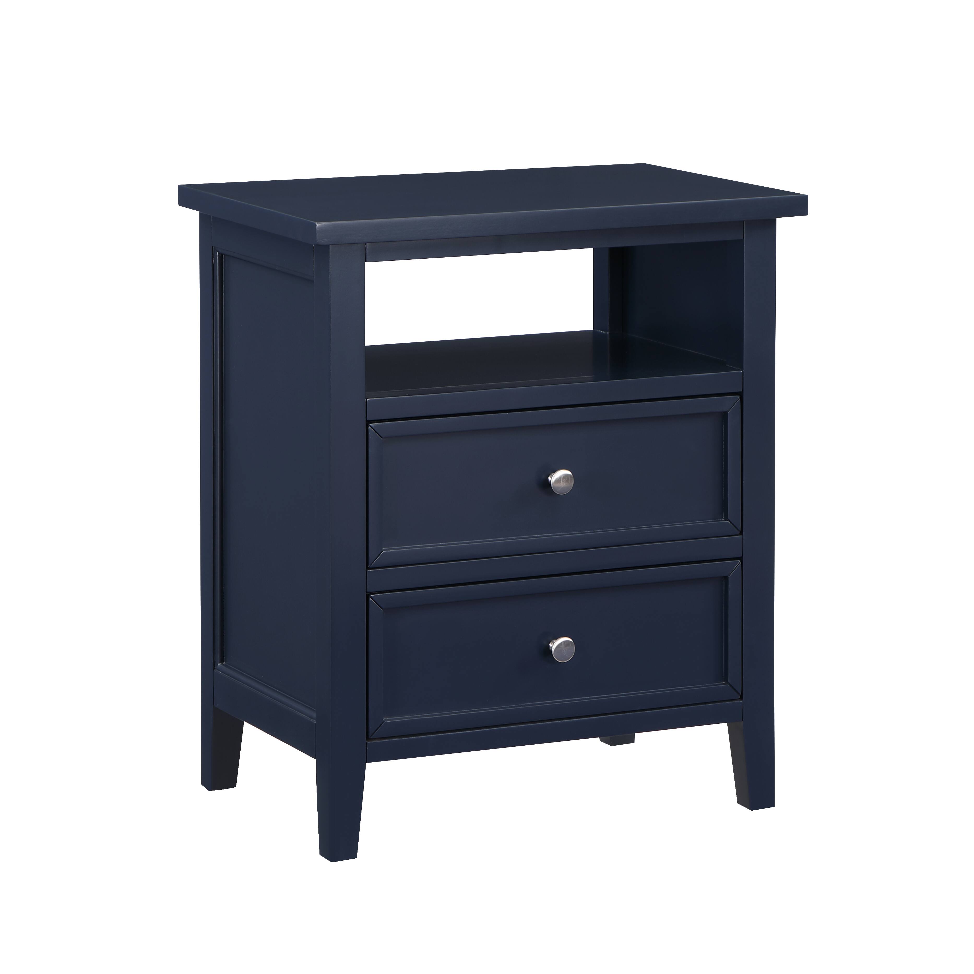 Alt View 4. Spaco - Spaco 2 Drawer Nightstand, Midnight, Storage Cabinet for Bedroom - Dark Blue.