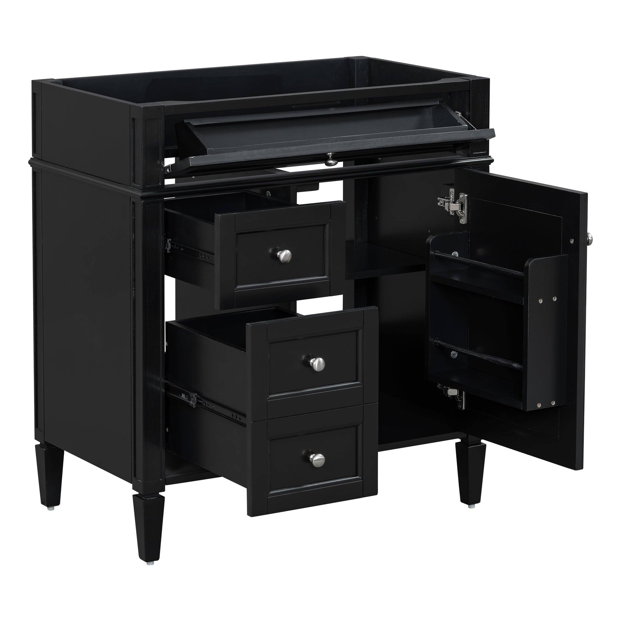 Alt View 5. Boyel Living - 30 Inch Bathroom Vanity Cabinet Only No Sink Green 2 Drawers and Tip Out DrawerBlack - Black.