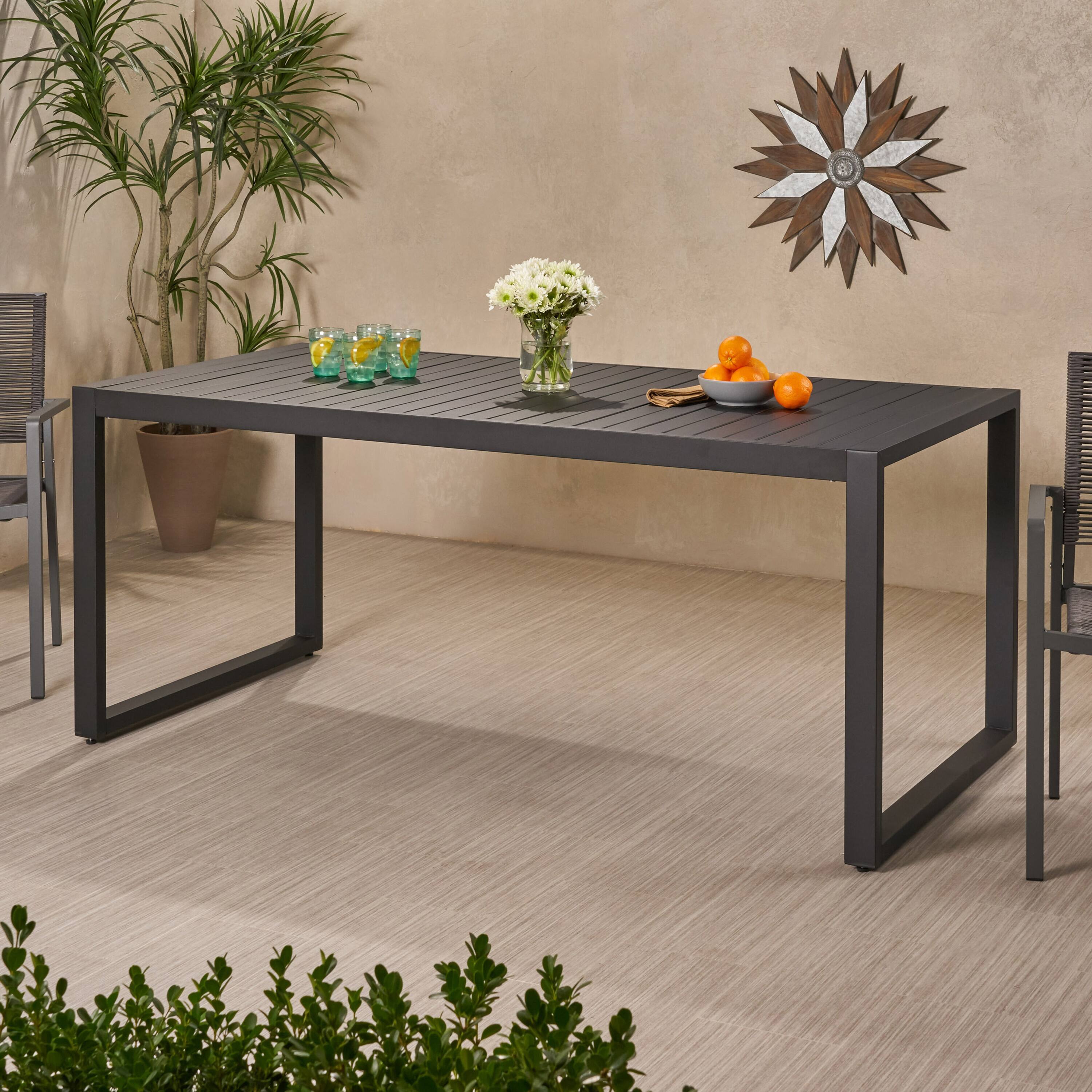 Alt View 1. APRILSOUL - Outdoor Aluminum Dining Table Black - Black.