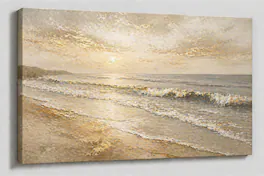 FC Design - Large Canvas 24x36" Frameless Soft Coastal Abstract Art Painting Home Wall Décor - MultiColor