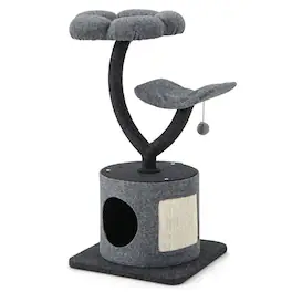 Kadyn - Cat Tower, Cat Tree for Indoor Cats, Cat Tree for Indoor Cats, with Curved Metal Supporting Frame for Cats - Gray