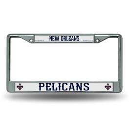 Rico Industries - New Orleans Pelicans - 12" x 6" Standard Size - Chrome Metal License Plate Frame - Multi