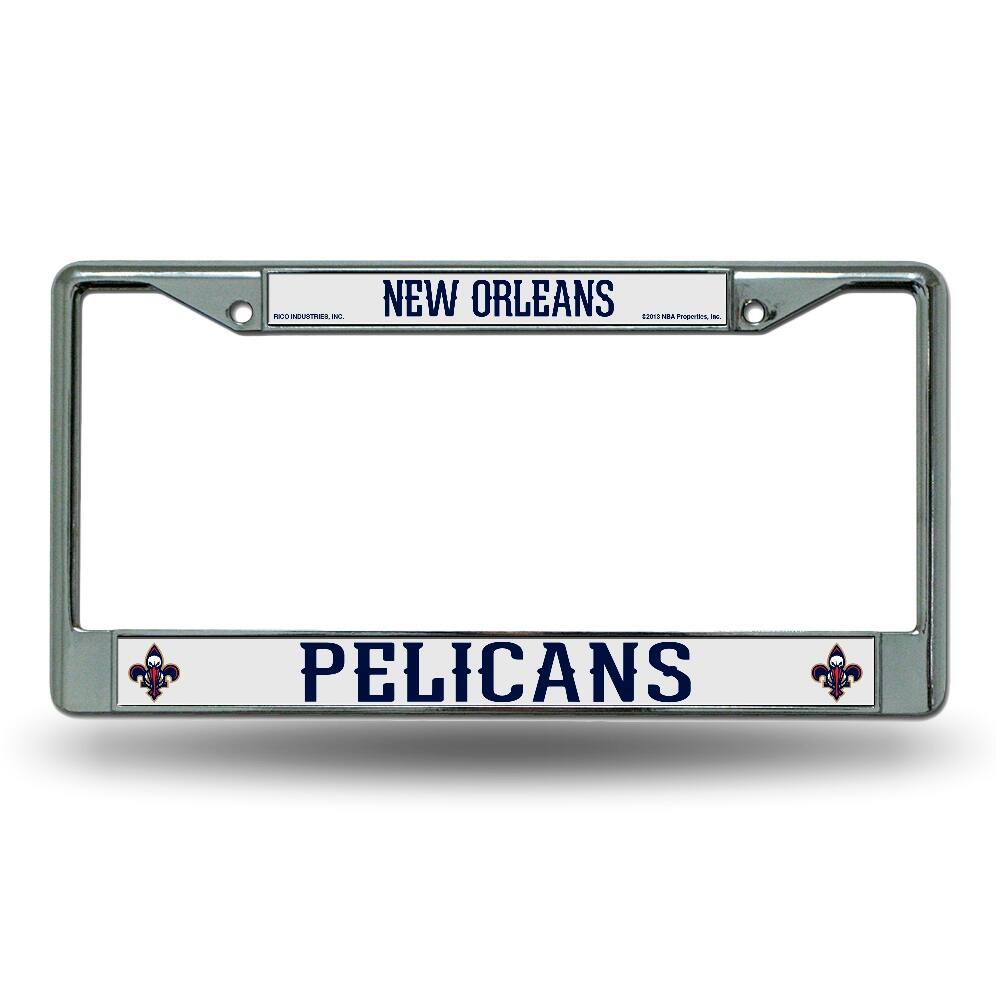 New Orleans Pelicans - 12" x 6" Standard Size - Chrome Metal License Plate Frame