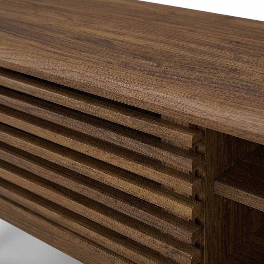 Alt View 1. FurniFact - Brown wood entertainment center with spacious TV stand and sleek design - Brown.