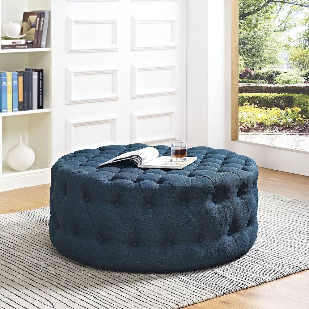 Alt View 3. Modway - Amour Upholstered Fabric Ottoman - Blue.