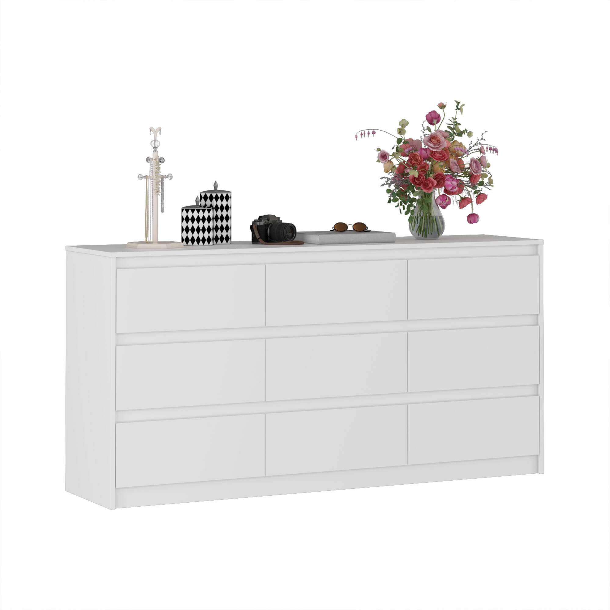 Alt View 9. FUFU & GAGA - FUFU&GAGA 9 - Drawer Horizontal Dresser  Wide Chest Artful Storage - White.