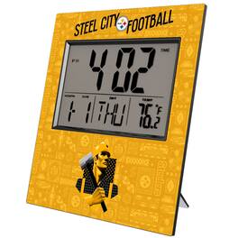 Keyscaper - Pittsburgh Steelers 2024 Illustrated Limited Edition Digital Desk/Wall Clock - Gray