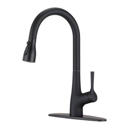 Front. Siljoy - Single Handle Pull Down Kitchen Sink Faucet Matte Black - Matte Black.